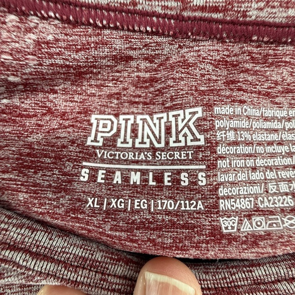 PINK Seamless Activewear Womens Workout cropped tee Wine Red size XL Stretch - Picture 6 of 12